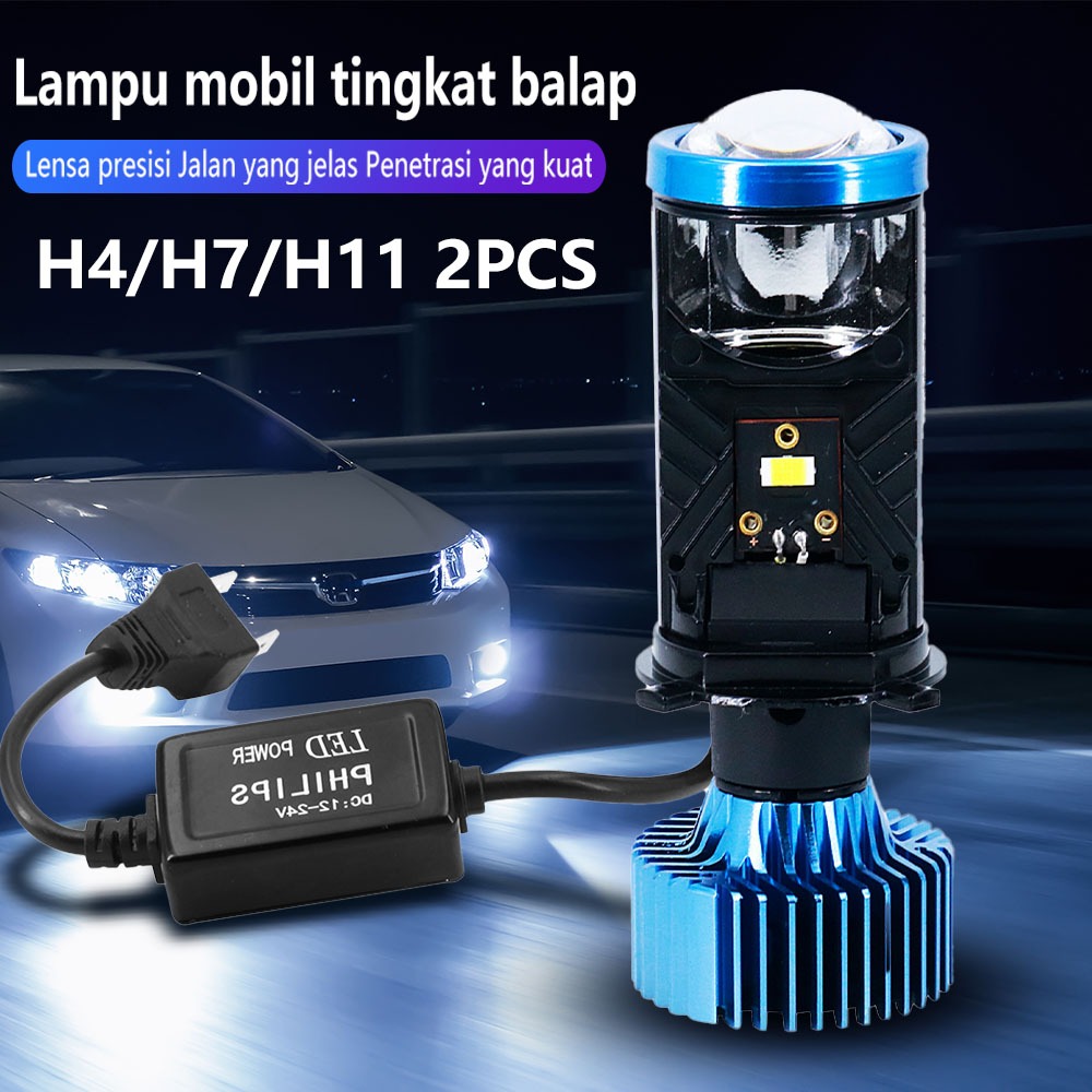 2Pcs Lampu Led Mini Projie H4/H7/H11 100W MOBIL DAN MOTOR PROYEKTOR ORIGINAL SUPER TERANG