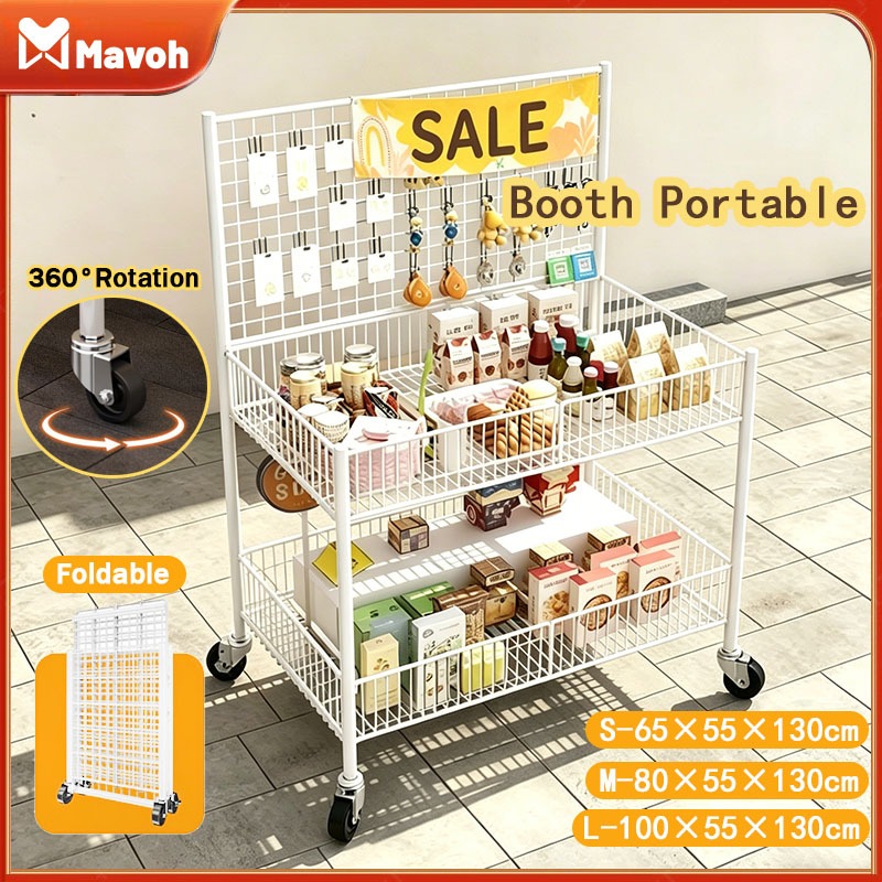 Booth Portable 2 Lapis Dengan Roda Rak Penyimpanan Meja Booth / Booth Lipat Portable/Gerobak Jualan/