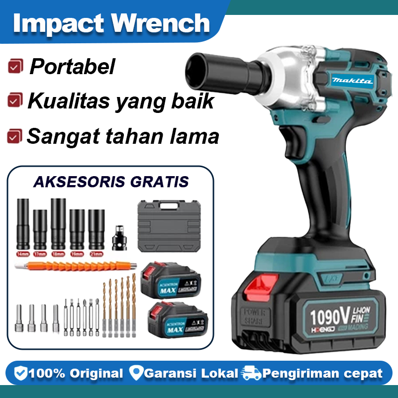 Makita 1090V 1020N/M Impact Wrench 2baterai impek baterai torsi besar Untuk Baut Mobil Listrik Bor s