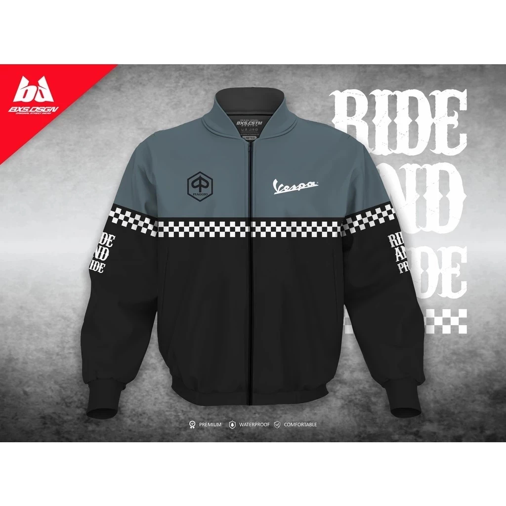 JAKET VESPA PREMIUM RIDE AND PRIDE VINTAGE FULL PRINTING