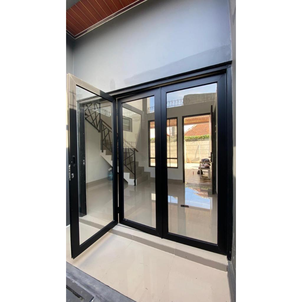 Pintu Sliding Geser 3 Daun Aluminium Kaca