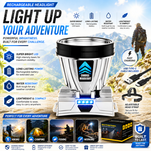 Senter Kepala Headlamp Lampu Headlight LED / Senter Kepala USB Rechargeable Powerbank Waterproof