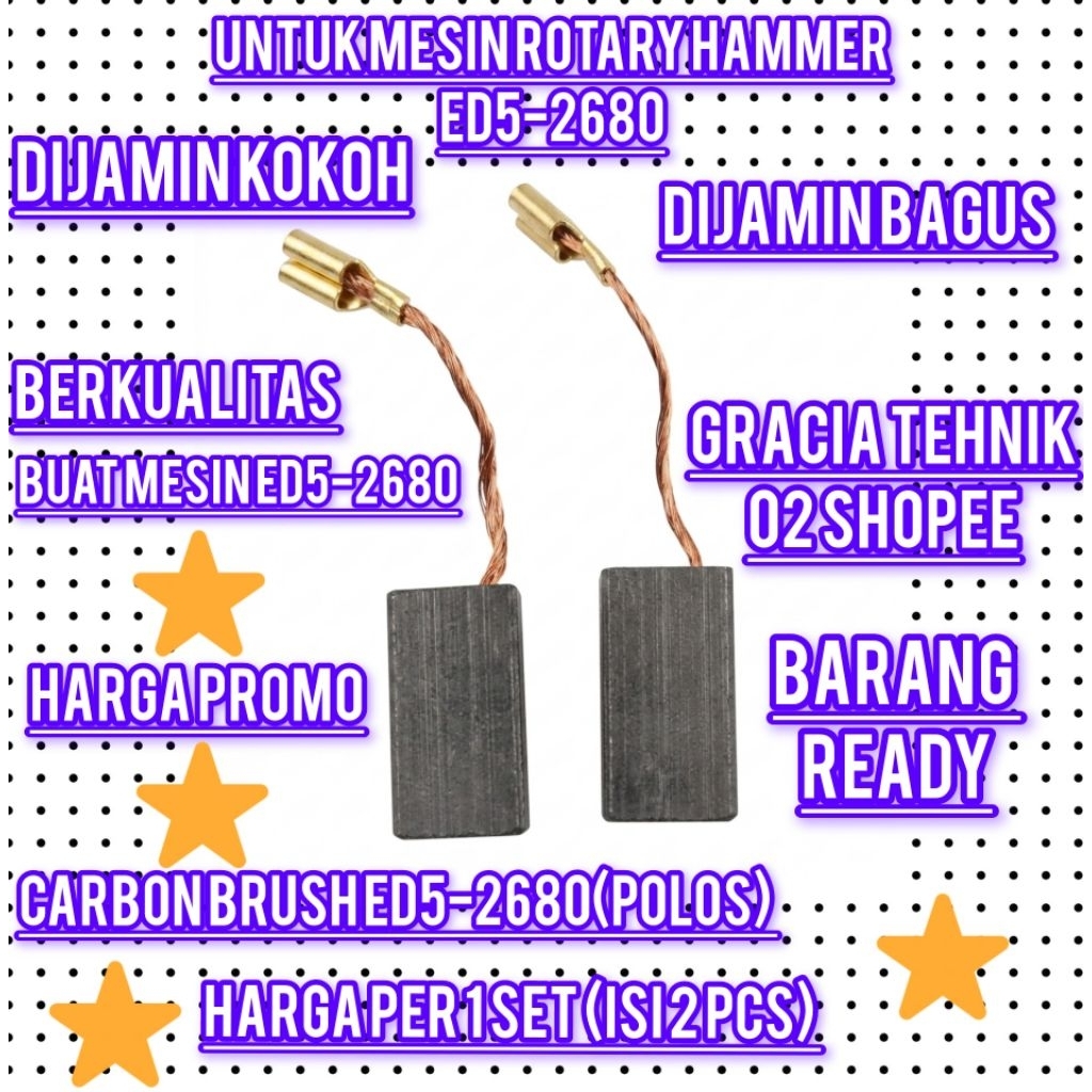 CARBON BRUSH EDON ED5-2680 HAMMER EDON ARENG SPULL UNTUK MESIN BOR SDS PLUS ED5-2680 PROMO