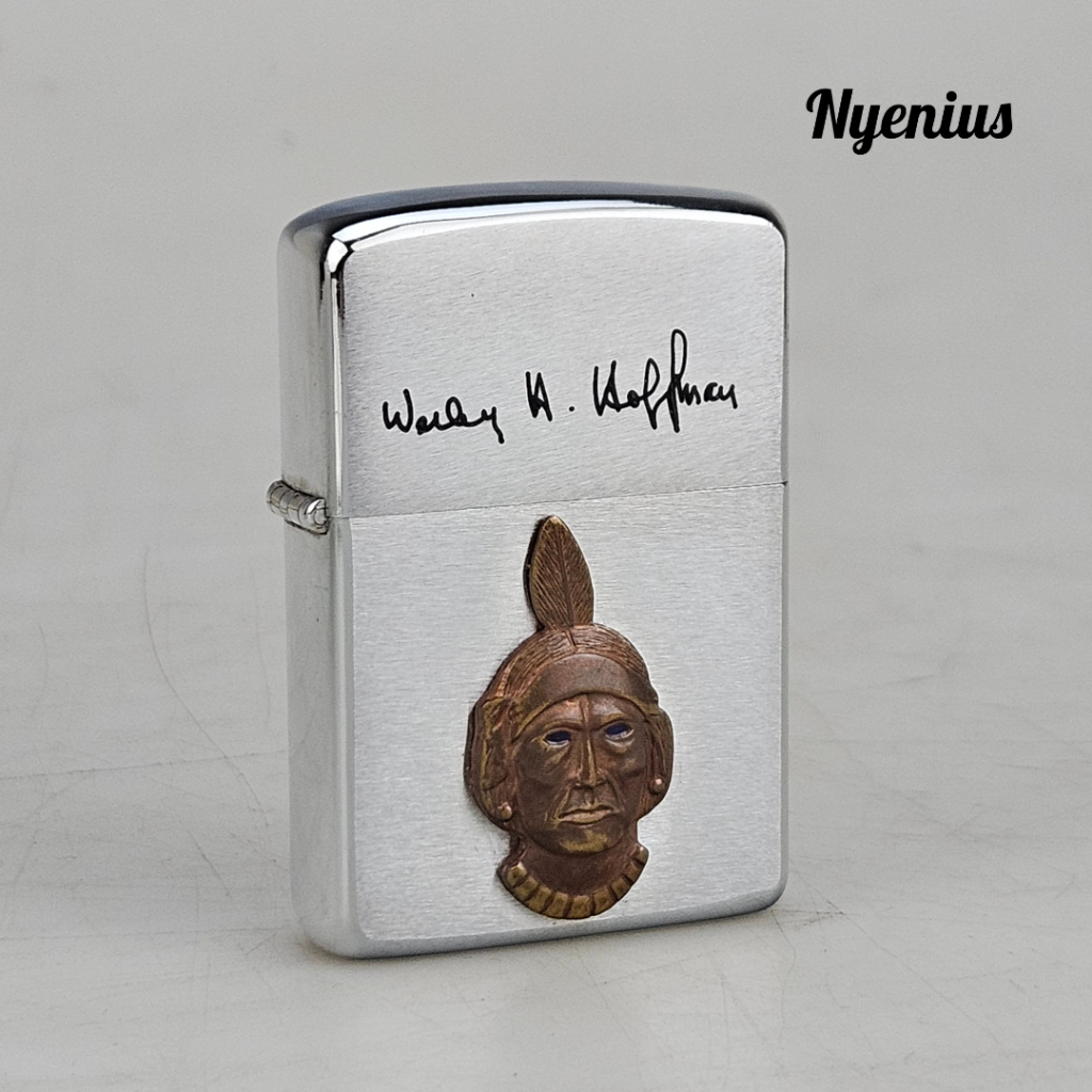 Zippo Indian: Navajo with Blue Eye Emblem, Brushed Chrome, 1967