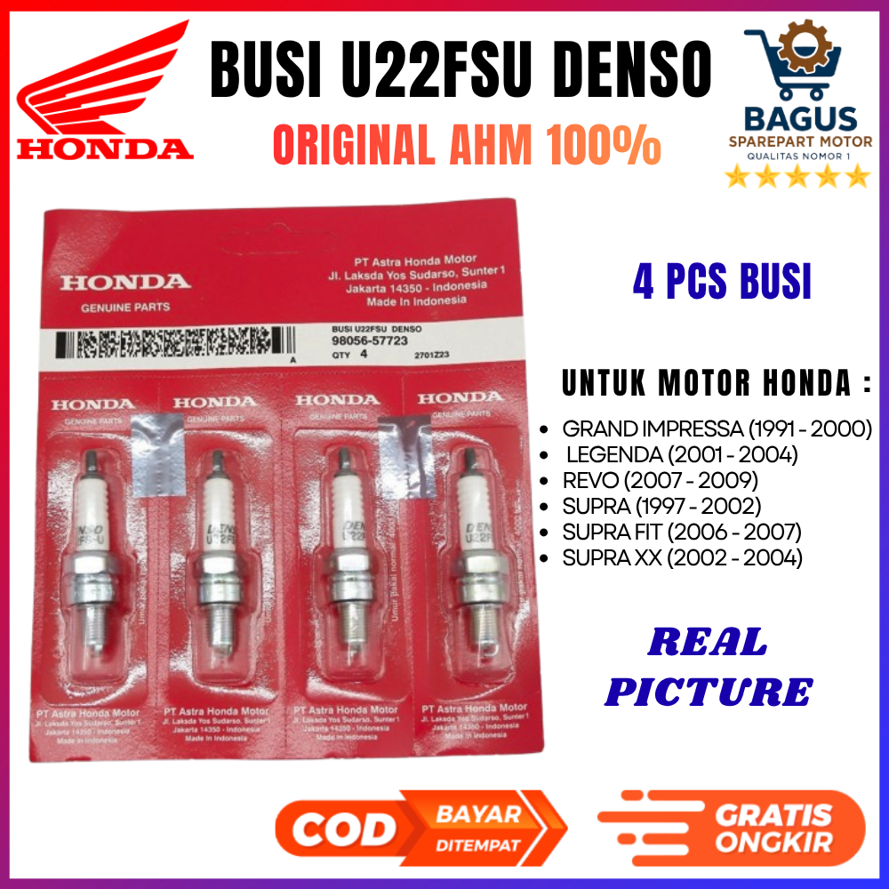 Busi Honda Grand Original AHM U22FSU 4 PCS Busi Legenda - Revo - Supra - Supra FIT - Supra X Part mo
