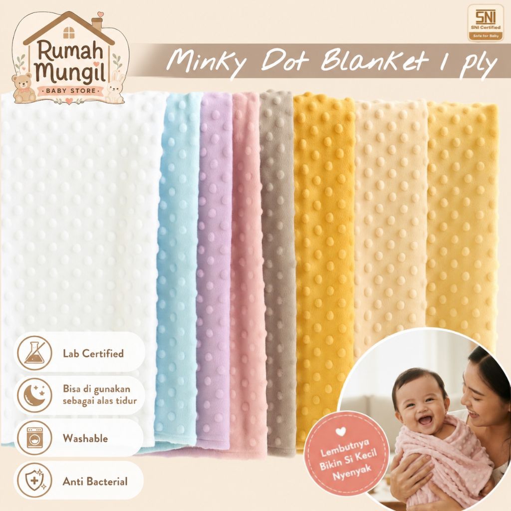 Selimut Bayi Minky dot Lembut Hangat Dan Nyaman - Selimut Newborn 1 lapis - Cullinan Baby Blanket | 
