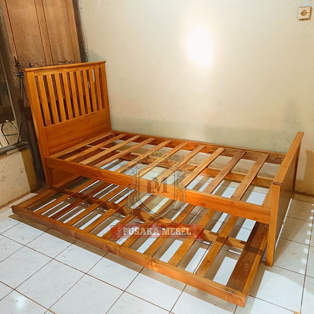 dipan anak kayu jati ukuran 90x200 model minimalis