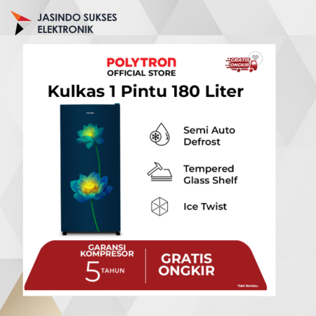 KULKAS POLYTRON 1 PINTU 180 LITER PRB187LB HEMAT LISTRIK  FREEZER BESAR