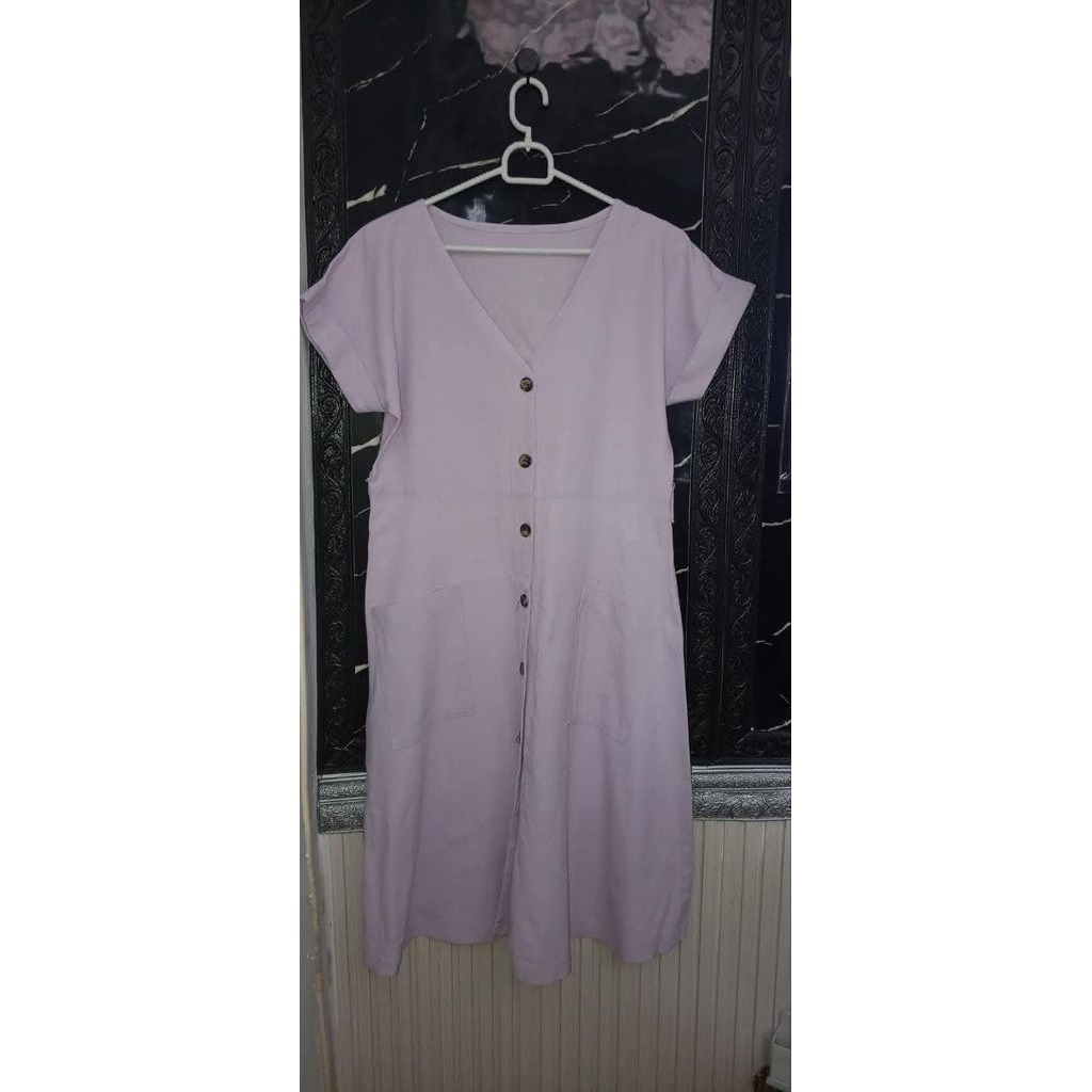 DRESS TUNIK LINEN LILAC UNGU MUDA// Simpel Elegan
