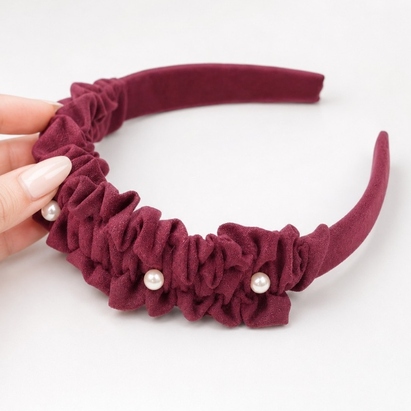 Bando Nagita Bandana Mutiara Bando Scrunchie Mutiara Korea Style Headband Bando Viral Gaya Korea