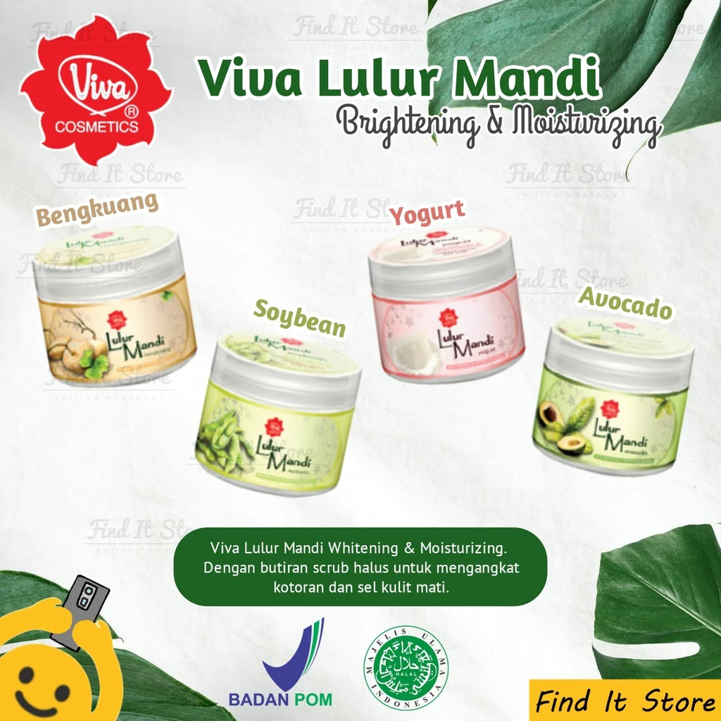 Viva Lulur Mandi Body Scrub 225gr - Scrub Halus, Melembapkan, Mencerahkan Kulit