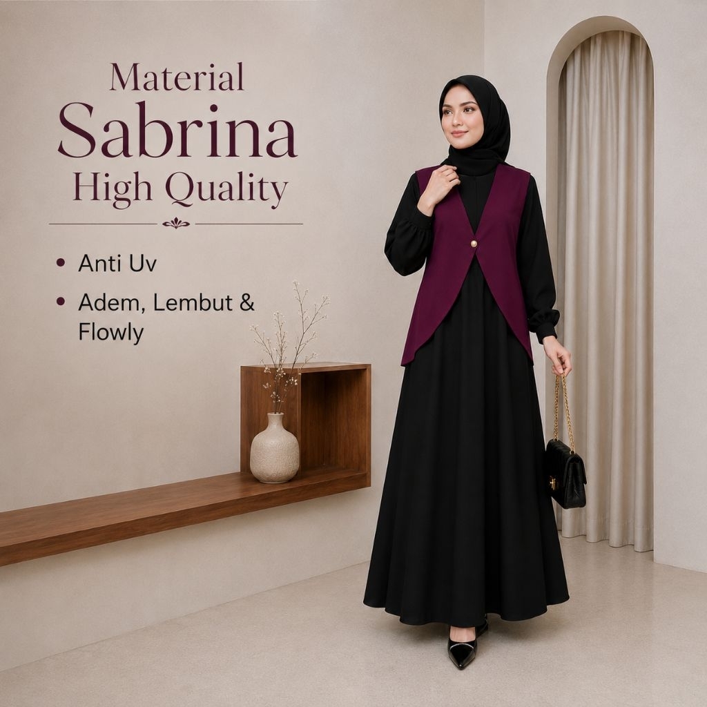 Gamis Wanita Kombinasi 2 in 1 Overall Size M-XL-XXL | Dress Lebaran Wanita Terbaru Size Big Jumbo - 