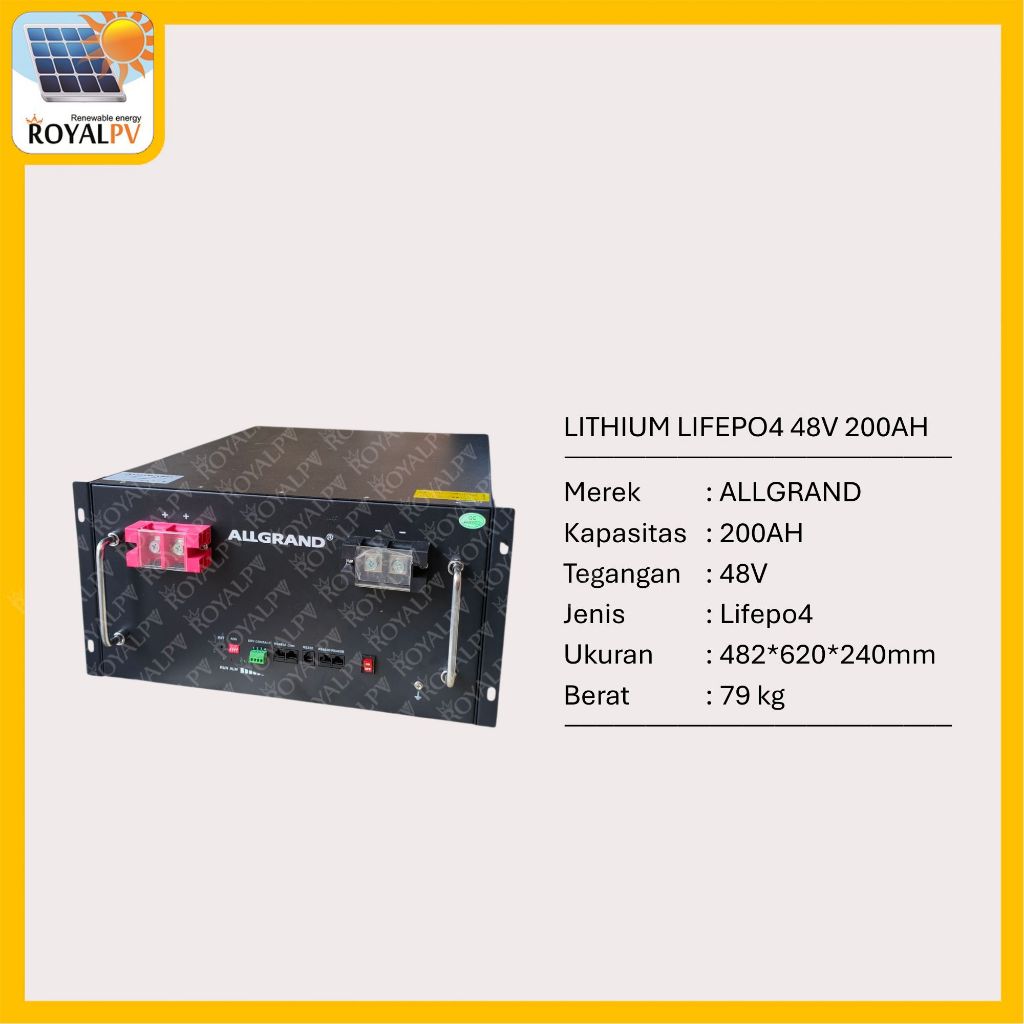 Baterai lifepo4 48v 200ah allgrand lithium iron phosphate ups