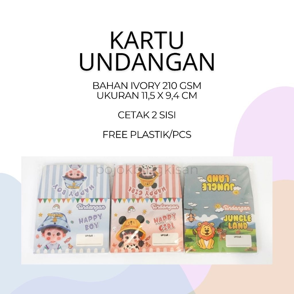 [.PB] Kartu Undangan Karakter Safari Boy Girl Dino Astronot Excavator Ulang Tahun Birthday Ultah Ana