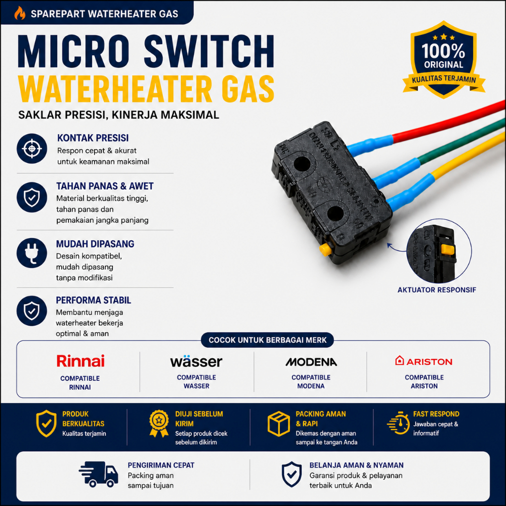 Micro Membran Diaphgram Switch Water Heater Gas Universal 3 Kabel Rinnai Modena Ariston Wasser