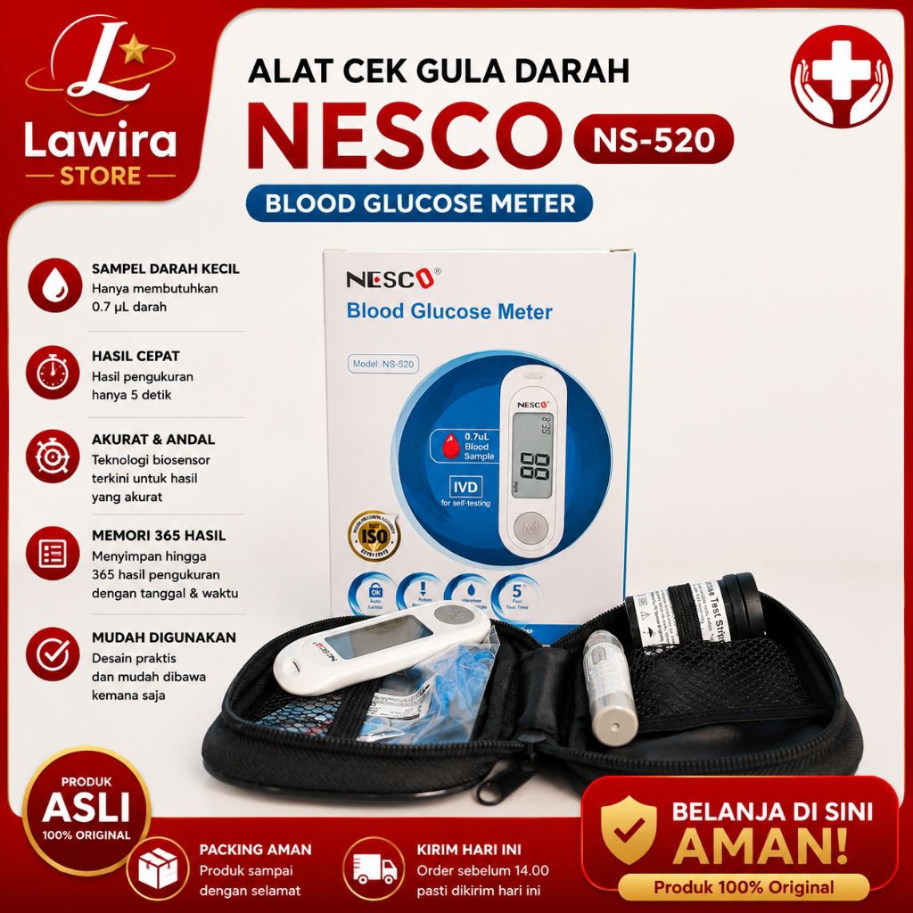 Alat Cek Gula darah Nesco + Strip / Alat Test Gula Murah