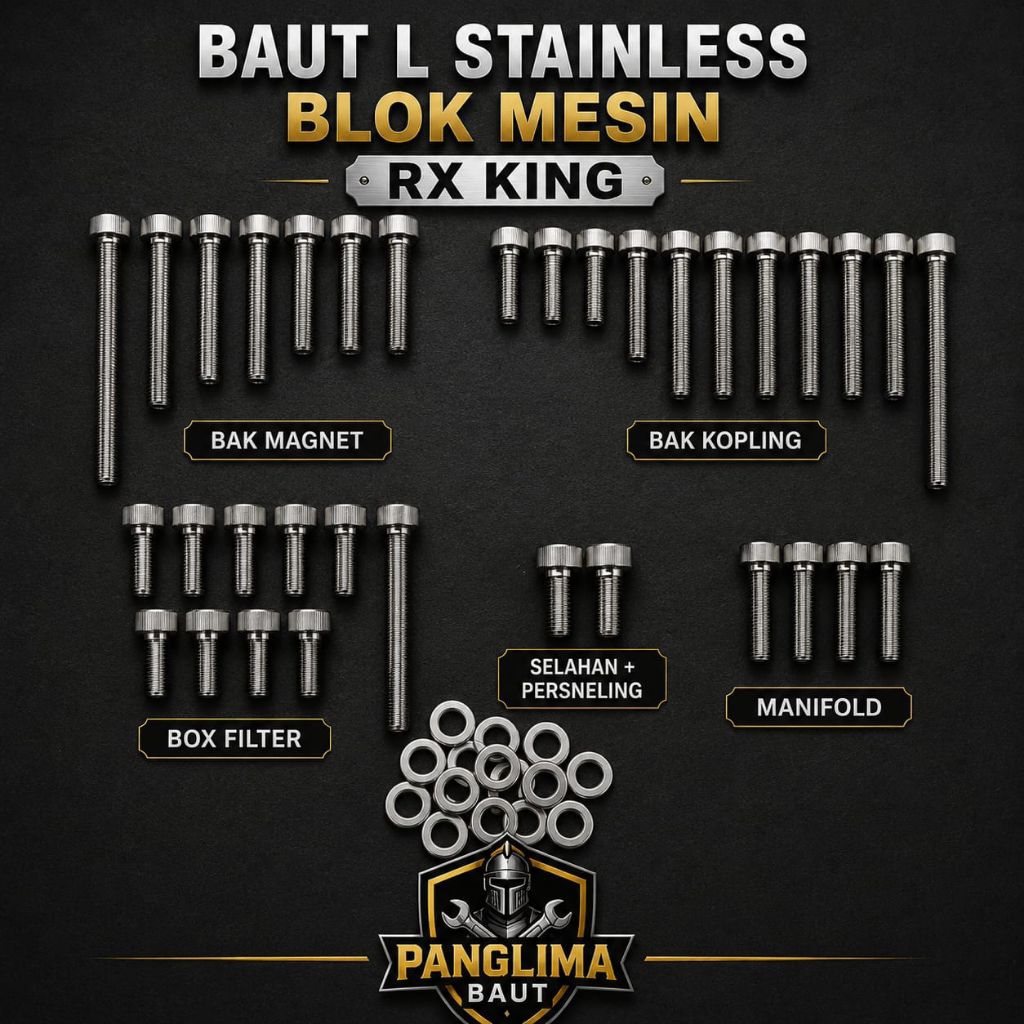 Baut L mesin RX King Full Stainless