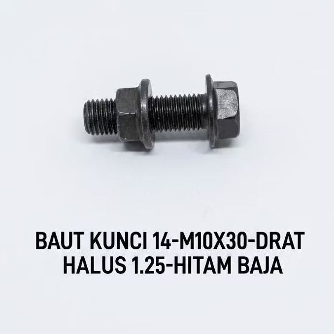 BAUT MUR KUNCI 14-M10X30-DRAT HALUS-BAJA HITAM-FULL.DRAT-ORI