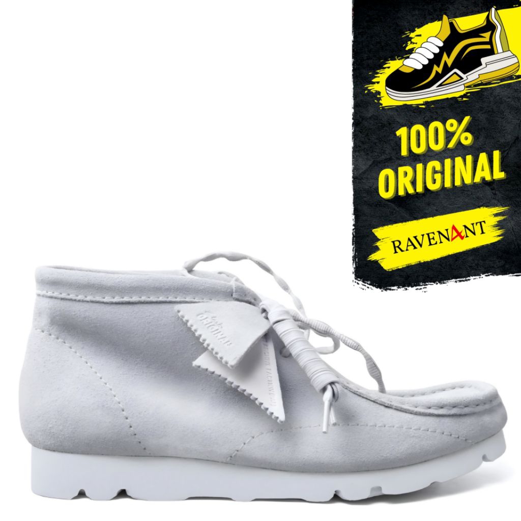 CLARKS x PAF Wallabee Boot Grey Blue ORIGINAL - Sepatu Boot Sneakers Pria