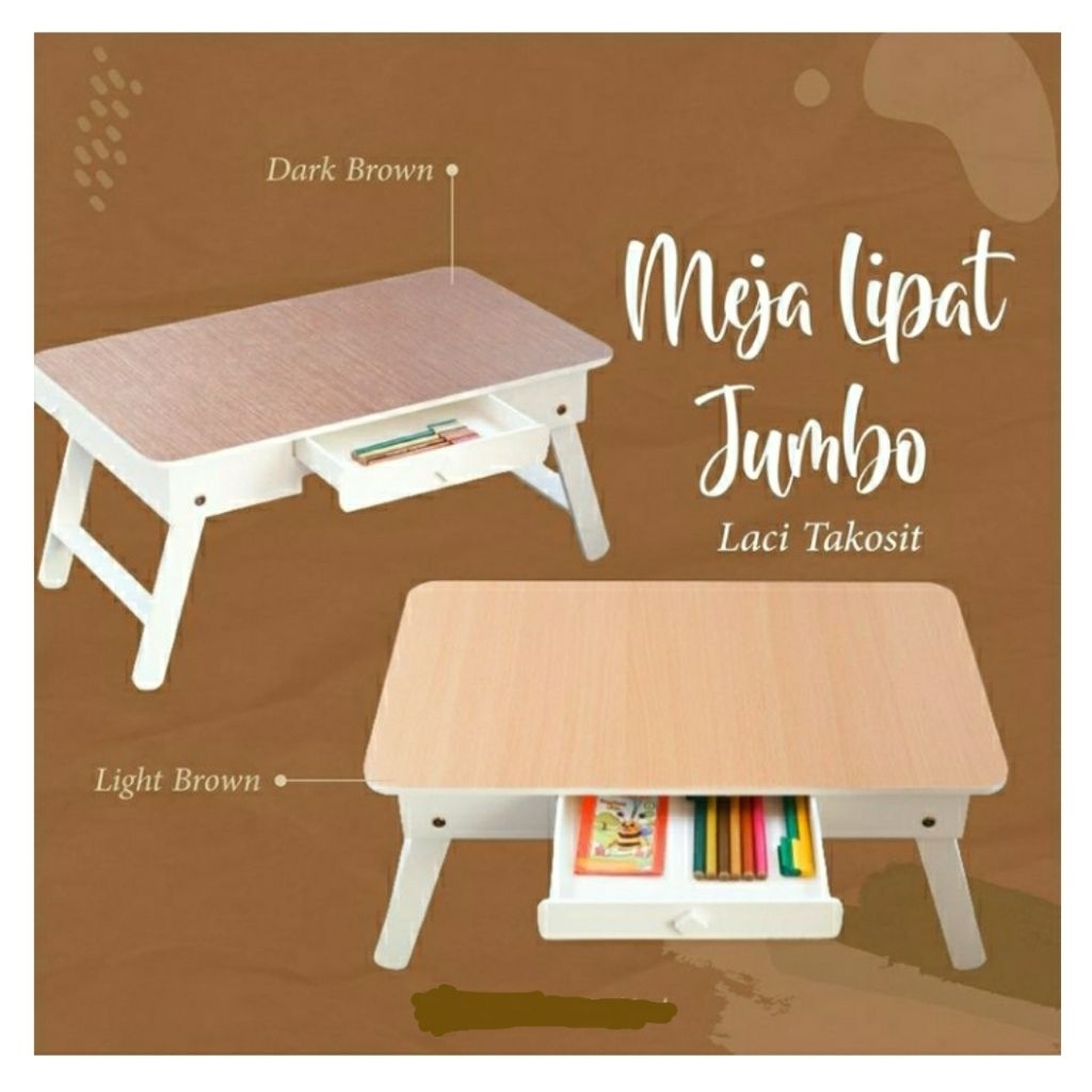 MEJA LIPAT JUMBO + LACI CUSTOM NAMA ANAK KARAKTER  Meja Belajar Anak Les Bimble Sekolah SOUVENIR ULT