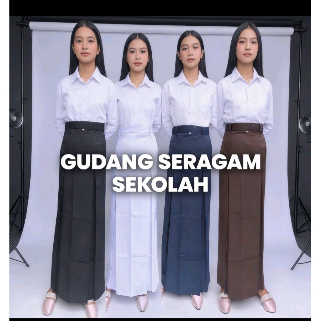ROK SEKOLAH SMP  FLOI 2 DEPAN warna BIRU , COKLAT , HITAM , PUTIH navara drill