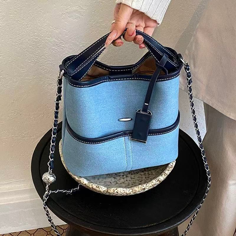 Jeans tas besar tas bahu wanita tas rantai tangan