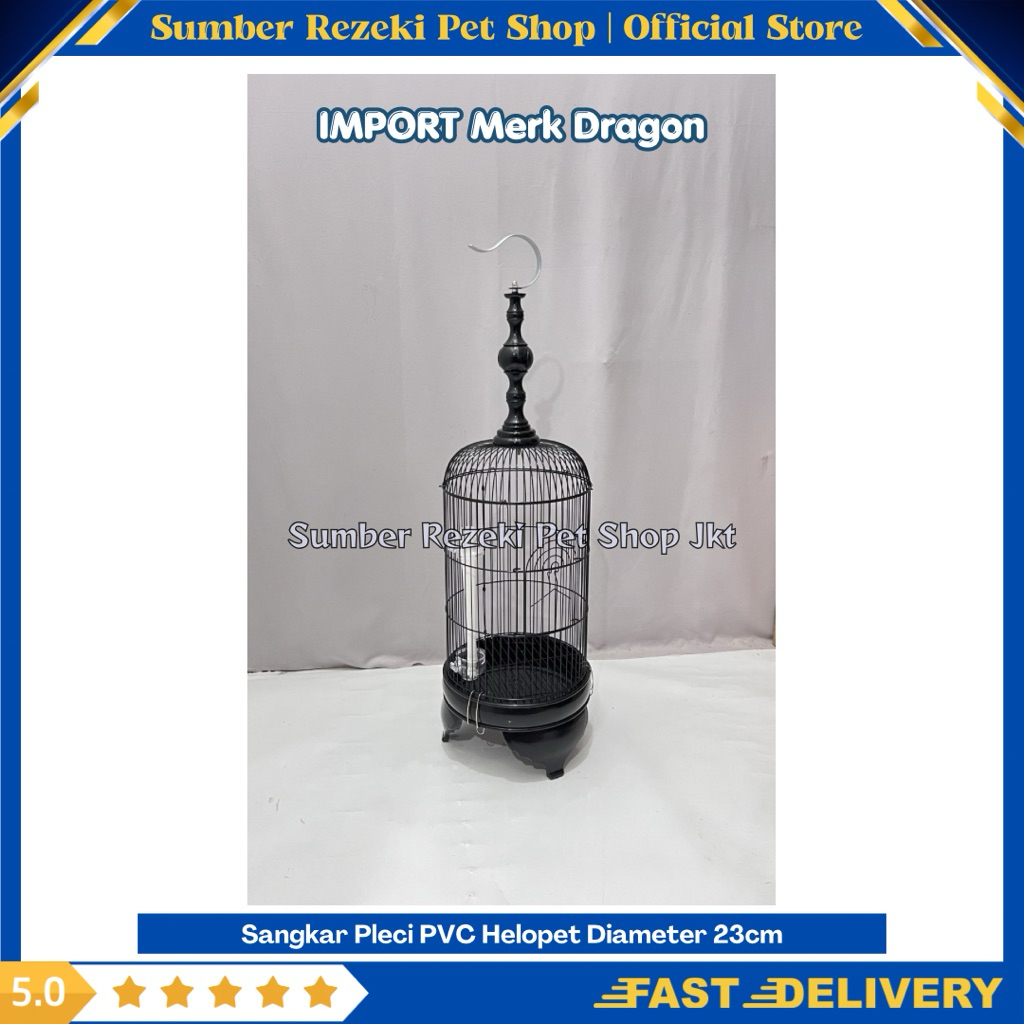 IMPORT Merk Dragon Cc Panda Sangkar Pleci PVC Helopet Diameter 23 cm Warna HItAM Kandang Burung Keci