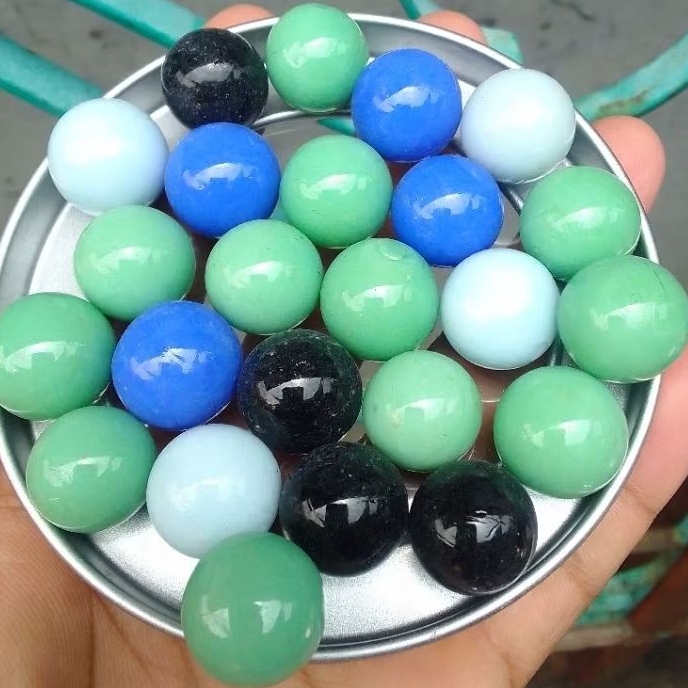 50 Biji Kelereng Keramik Warna Campur Ukuran Sedang
