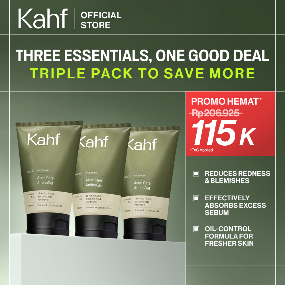 [KAHF BUNDLE 3IN1 PAKET FACIAL WASH] Triple Pack Face Wash 100 ml - Sabun Cuci Muka Pria Brightening