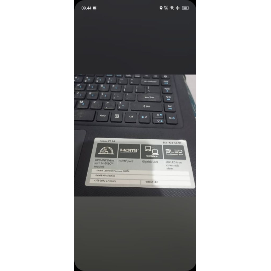 LAPTOP ACER SECOND ASPIRE ES14