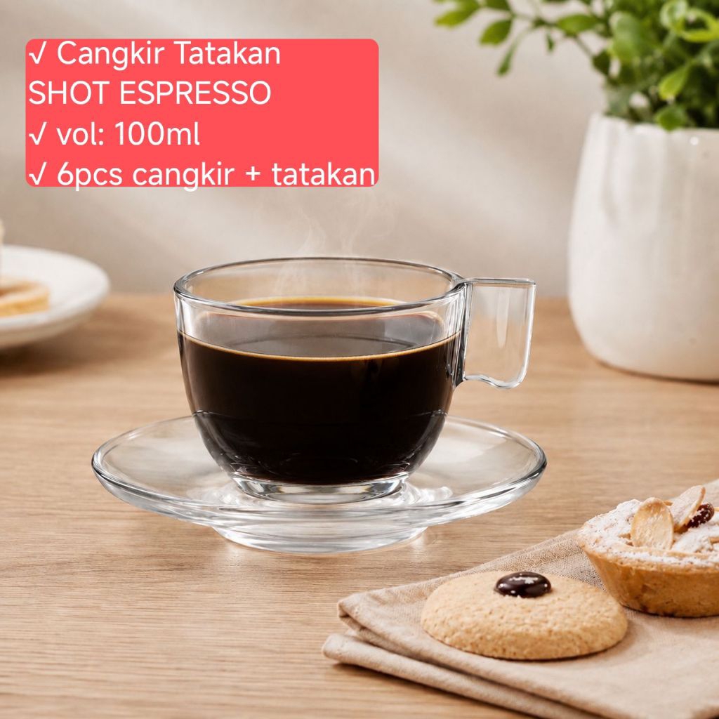 [6pcs] CANGKIR TATAK ESPRESSO SHOT 100ml/ Shot Espresso Glass Single Double shot CLEVELAND