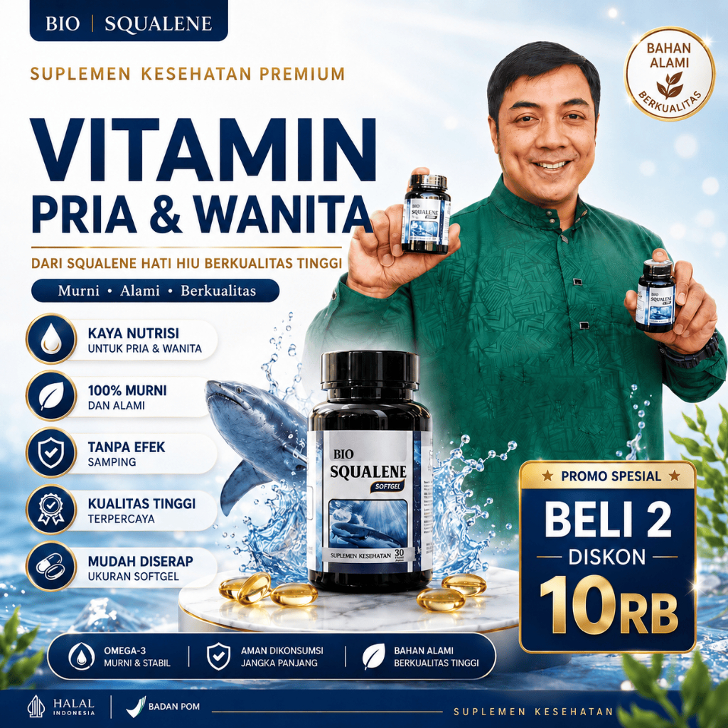 Bio Squalene Original Vitamin Kesehatan Pria dan Wanita Ektrak Minyak Hati Ikan Hiu 100% Asli Omega 