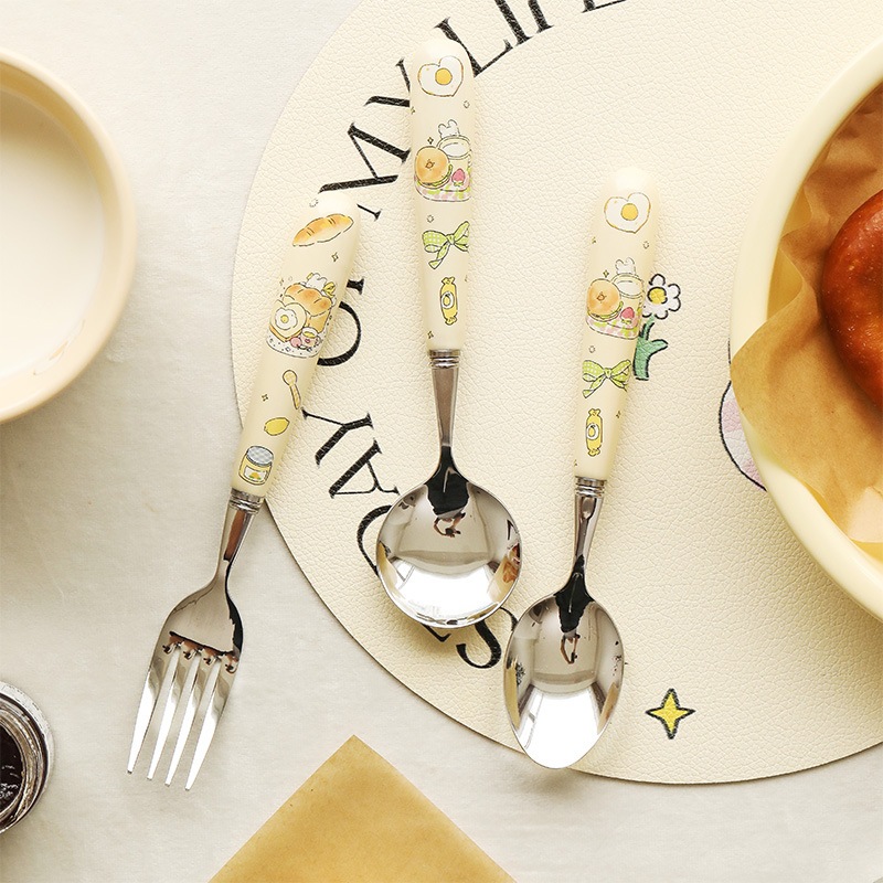 Peralatan Makan Set Sendok Garpu Set Bahan Stainless 304 Gagang Keramik