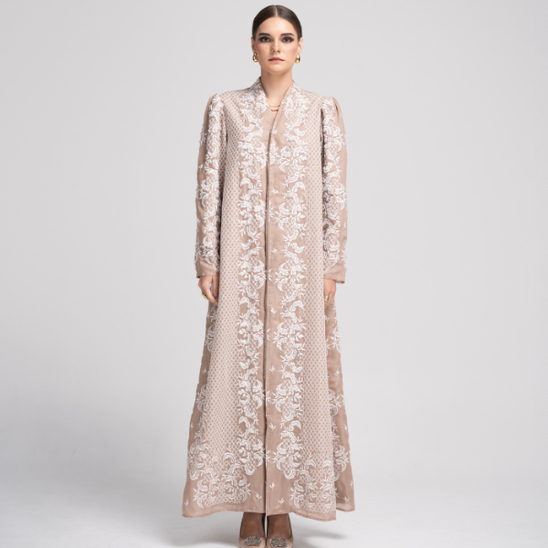 Askred-Zahara white nude abaya
