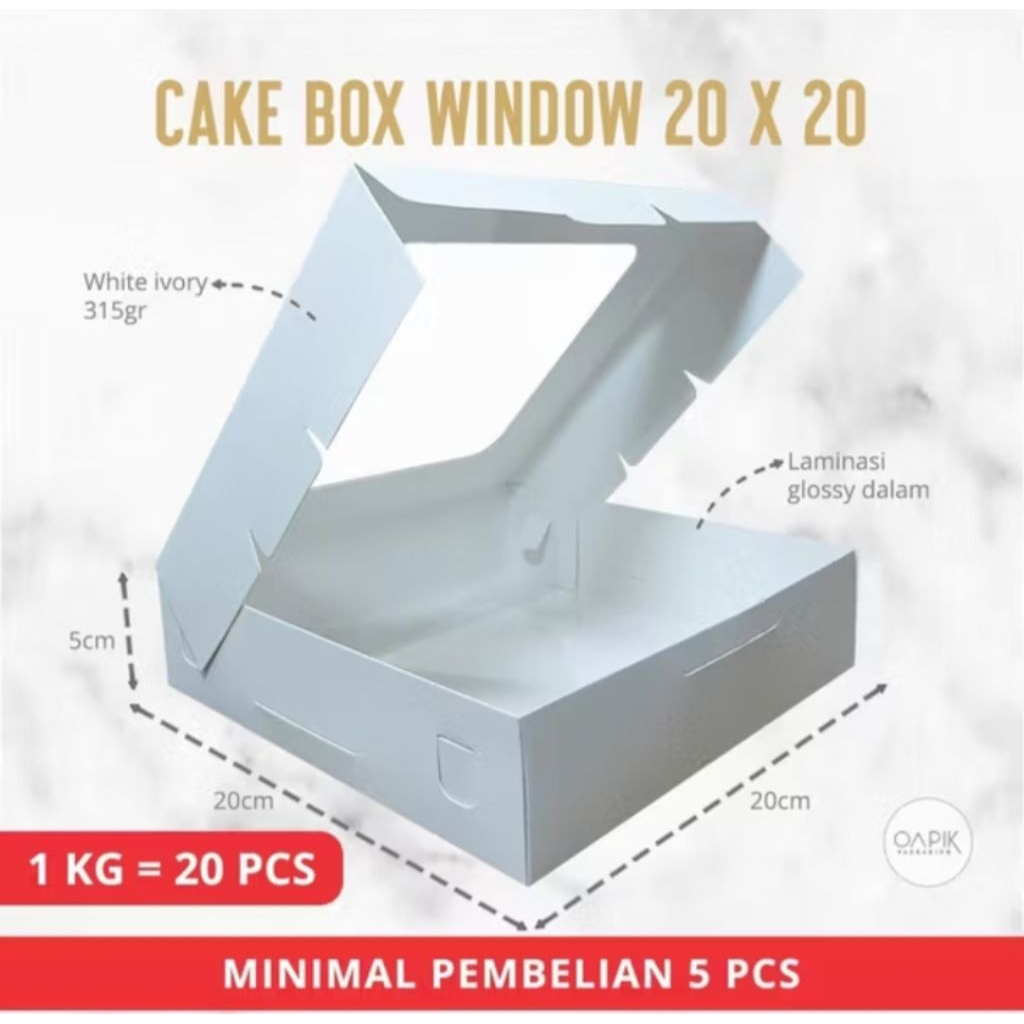 CAKE BOX WINDOW 20X20X5, DONAT BOX
