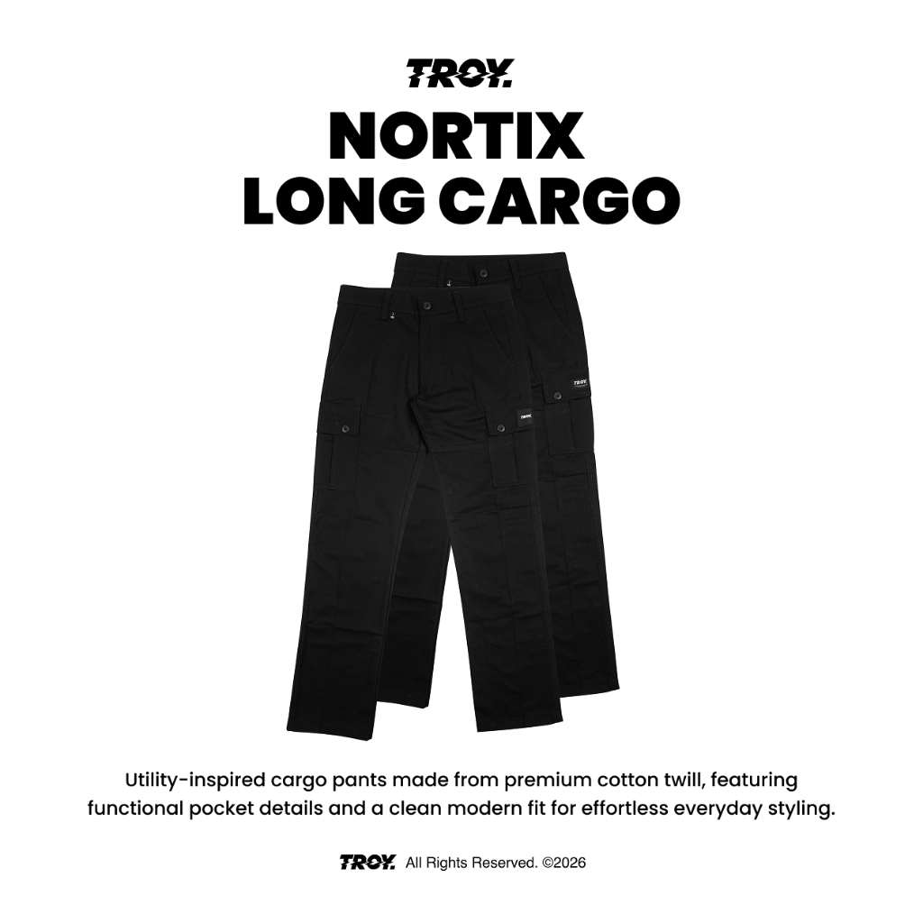 Troy Company Long Cargo Nortix Black - Celana Panjang Kargo Hitam CCTL 3620