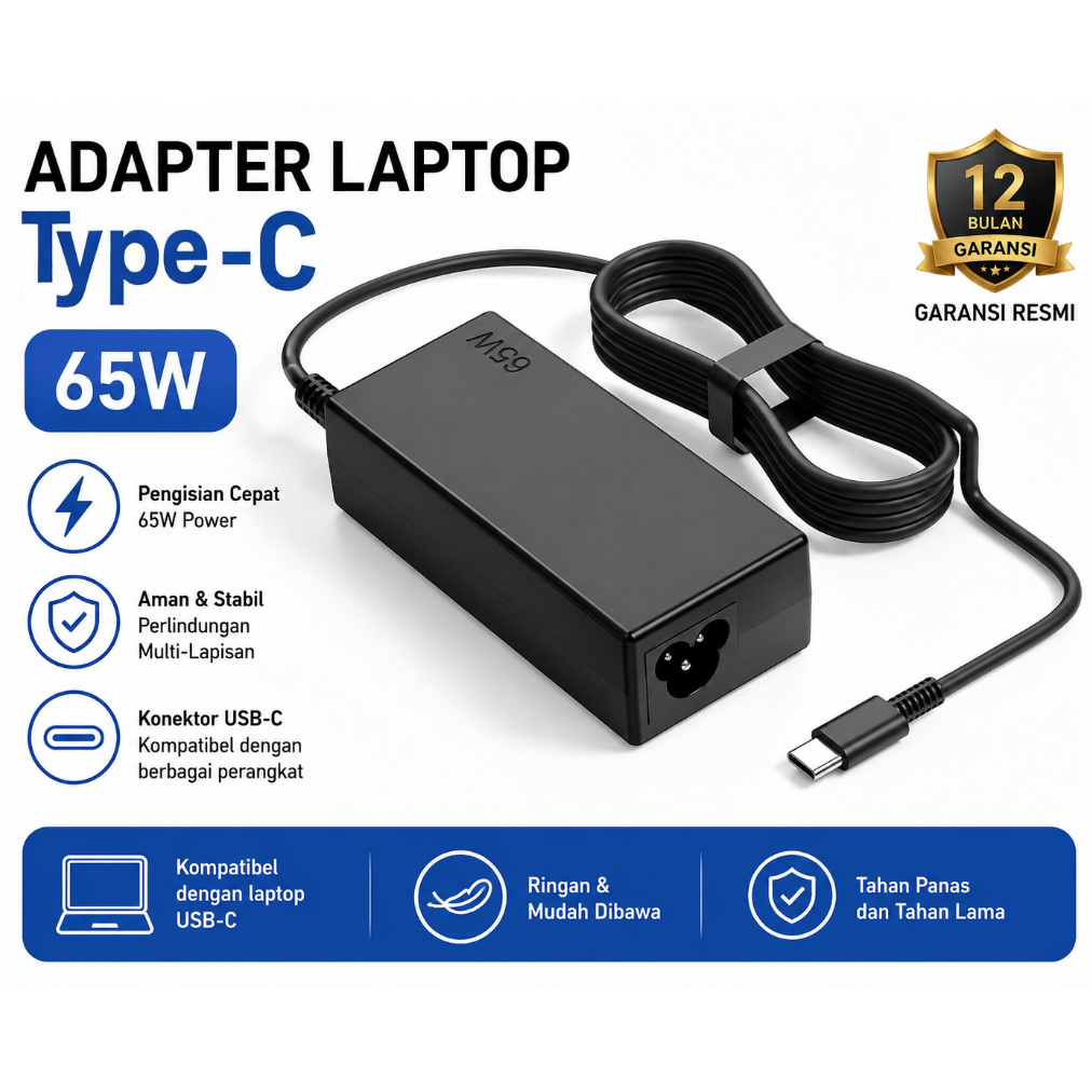 65W Type-C Laptop Charger USB-C PD Fast Charge For Lenovo Thinkpad Dell HP