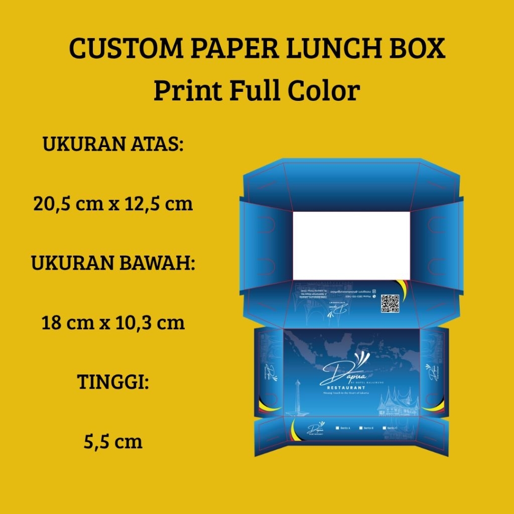 Custom Print Cetak Paper Lunch Box Size L Food Grade Full Print