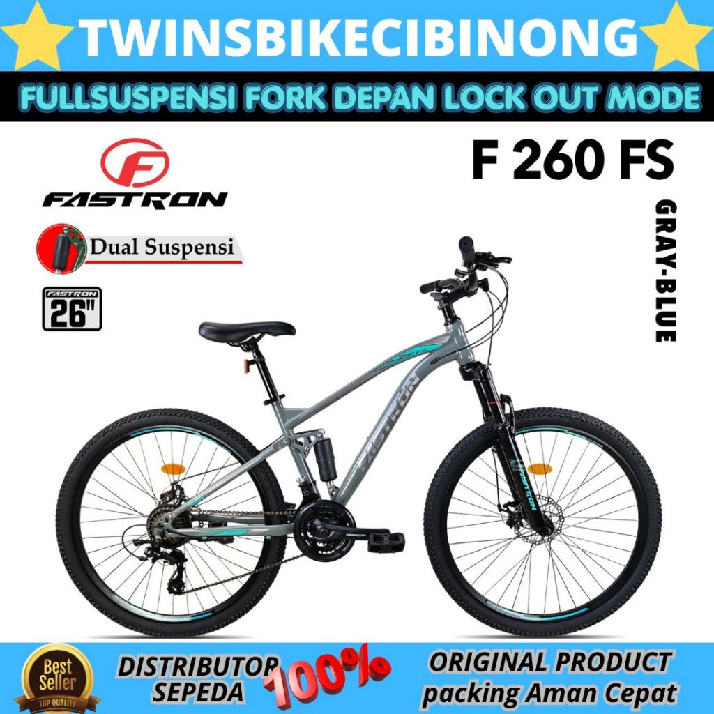 Sepeda Gunung MTB 26 27,5 FASTRON F 260 FS FULL SUSPENSION FORK DEPAN LOCKOUT