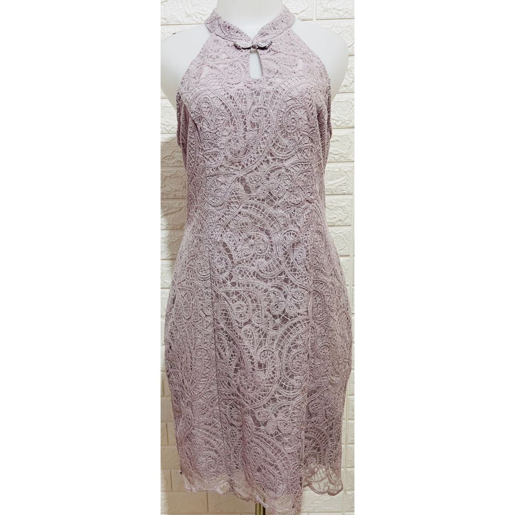 DRESS CHEONGSAM BRUKAT LILAC