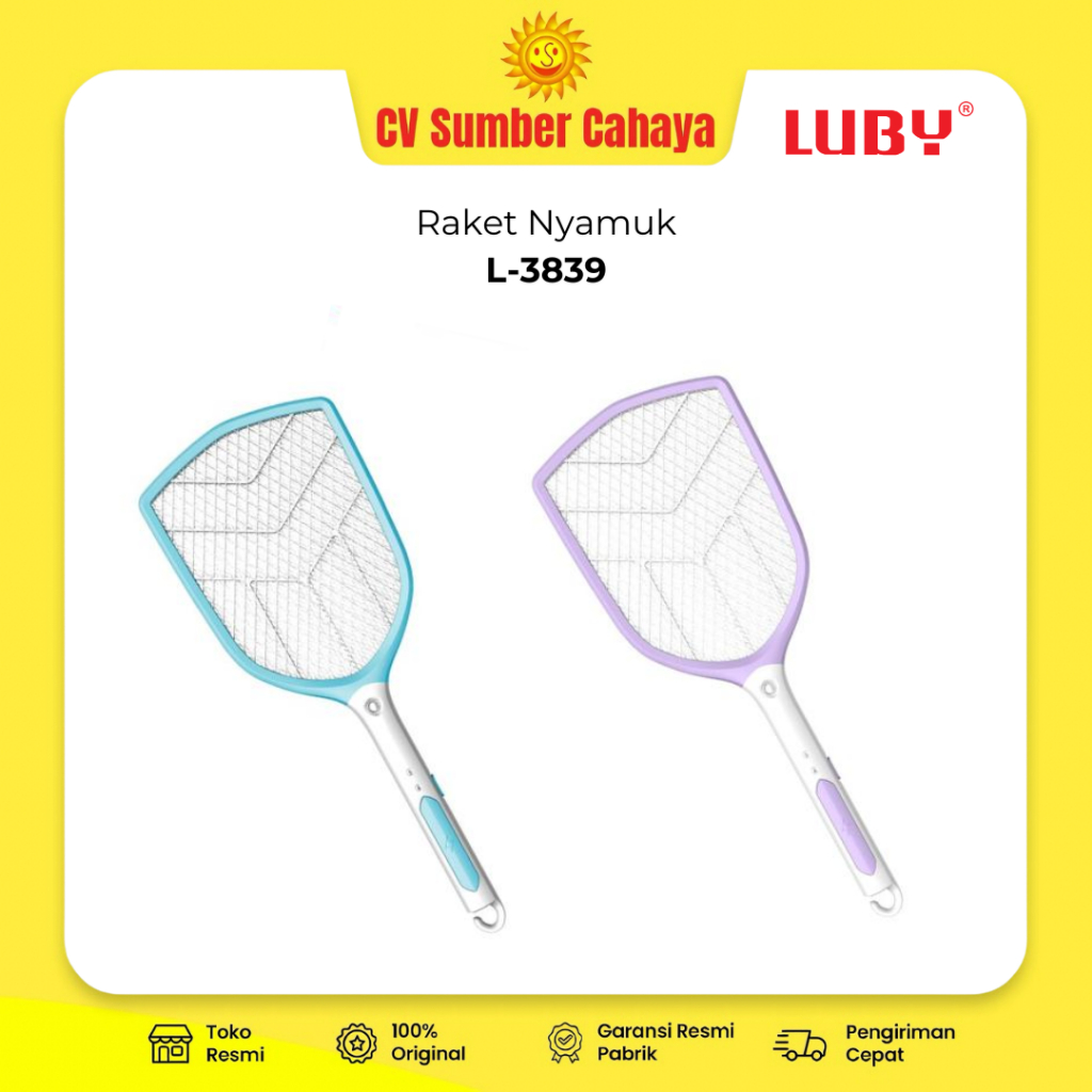 Raket Nyamuk Listrik Luby L-3839 baterai lithium 18650 -1800mAH LUBY 3839