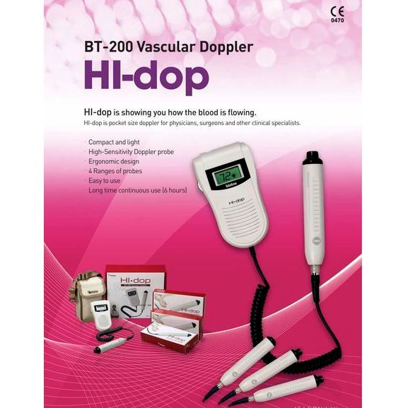 Bistos Hi-Dop BT-200V Vascular Doppler 3 Probe Alat Cek Detak Jantung Janin Dengan 3 Probe
