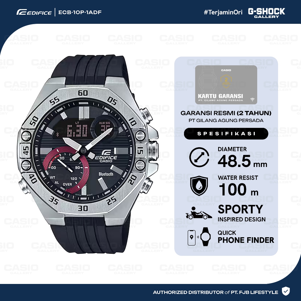 Casio Jam Tangan Original Pria Edifice ECB-10P-1ADF Analog Digital