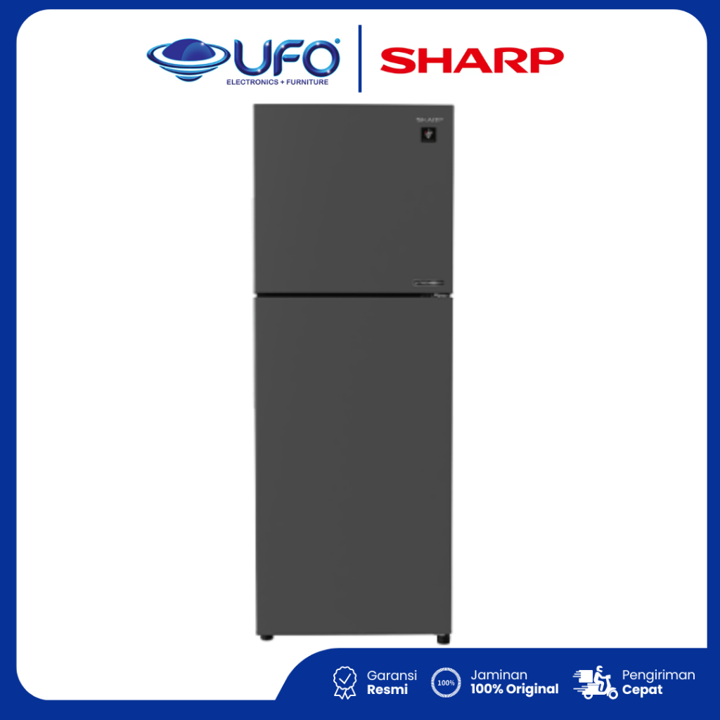 SHARP Kulkas SJ356SIDS 2 Pintu 255L Shine J-TECH Inverter Mega Freezer Ice Box ON Plasmacluster Ag+ 