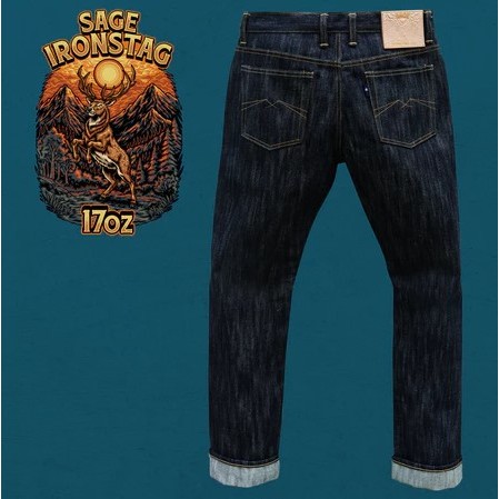 Sage Denim Ironstag 17oz Unsanforized Extra Deep Indigo Selvedge