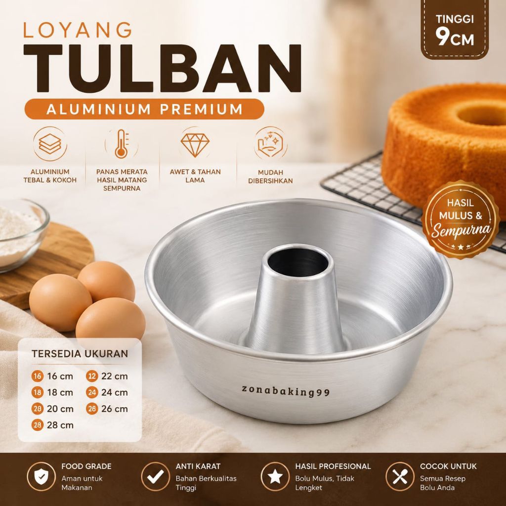 Cetakan Kue Bolu / Loyang Kue Tulban Bima Baking Pan Loyang Bolu Press Tebal