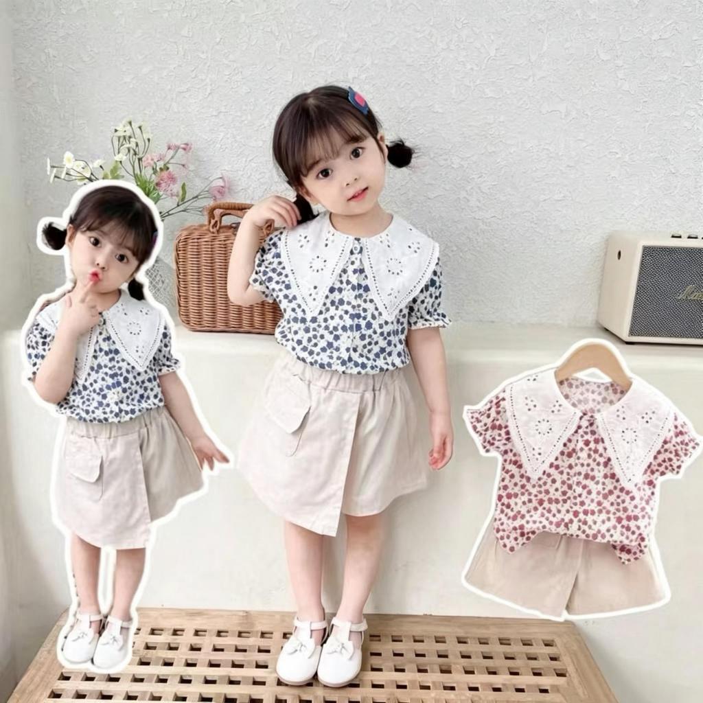 Setelan Anak Perempuan Motif Bunga Celana Rok Model Terbaru Usia 1-4Tahun