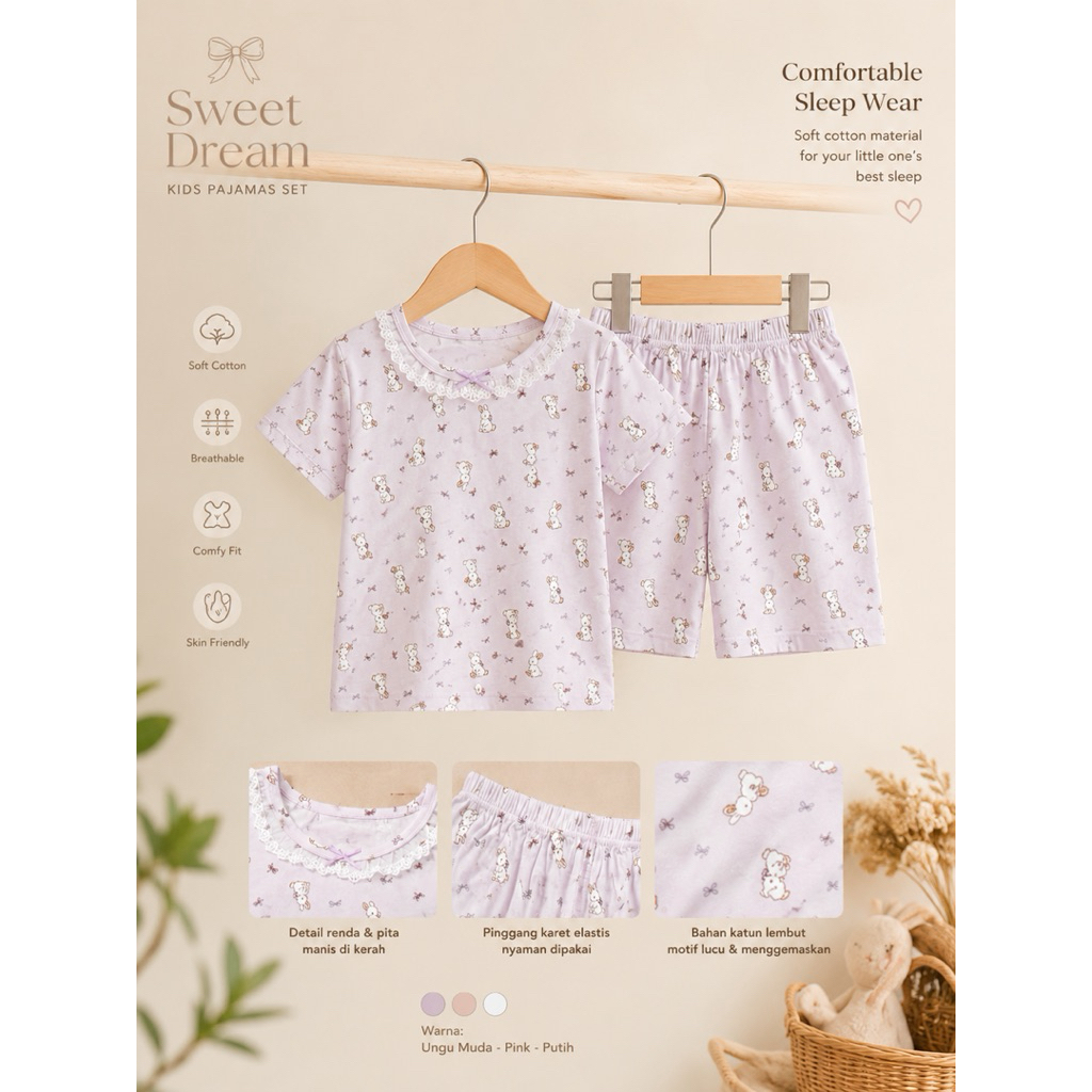 BAJU TIDUR ANAK TENCEL