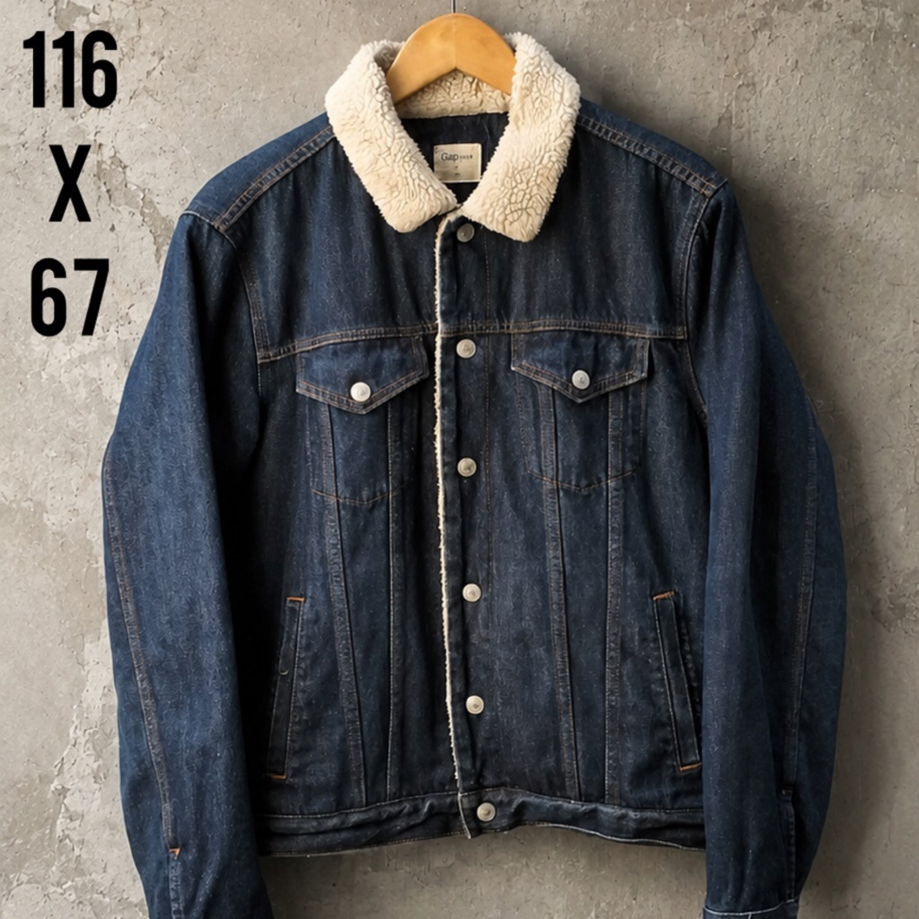 GAP 1969 Men’s Medium Sherpa Lined Icon Denim Trucker Jacket Button