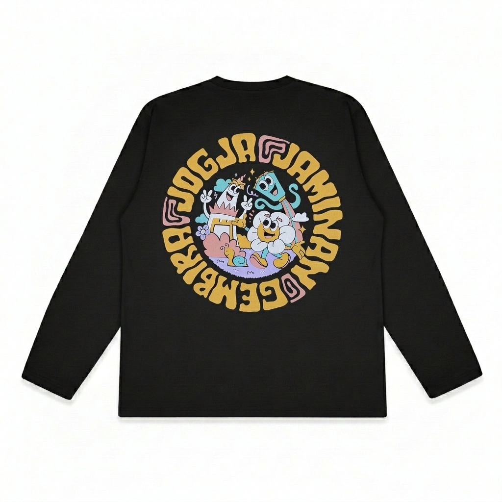 Dagadu T-Shirt Long Sleeve Djokdja Gembira | Kaos Lengan Panjang Pria Wanita | Cotton Combed